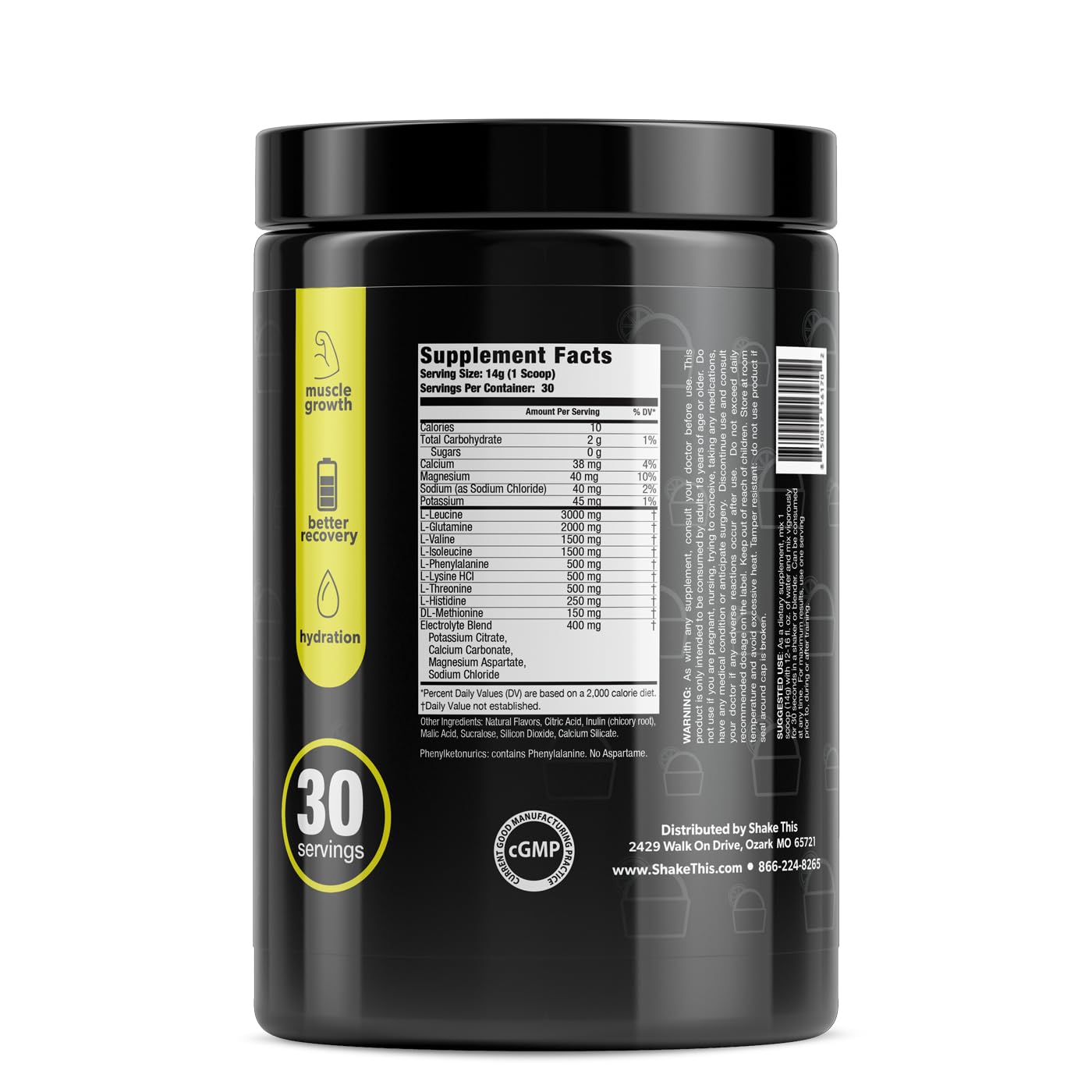 Scoop of ES FIT Amino Powder highlighting 2:1:1 BCAA ratio for workouts.
