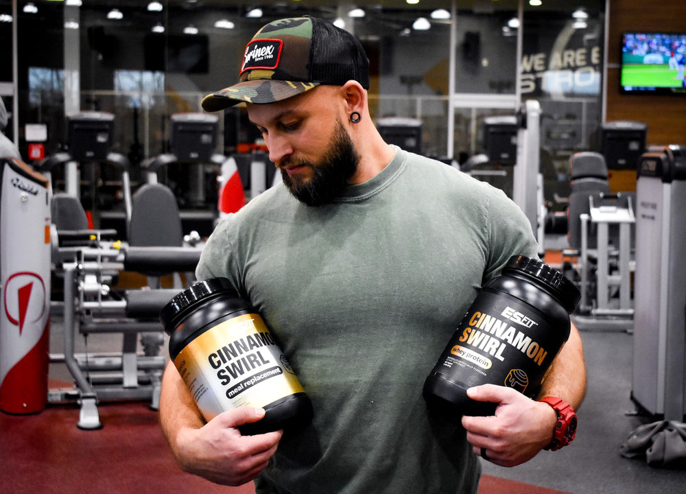 ES FIT Complete MR shake in glass, creamy Cinnamon Swirl texture ready-to-drink.
