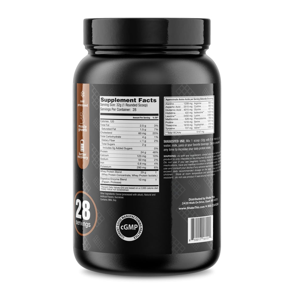 ES FIT whey protein powder scoop in milk chocolate powder for quick mixing