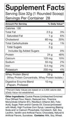 ES FIT whey protein nutrition panel shows non-GMO formula and essential amino acids
