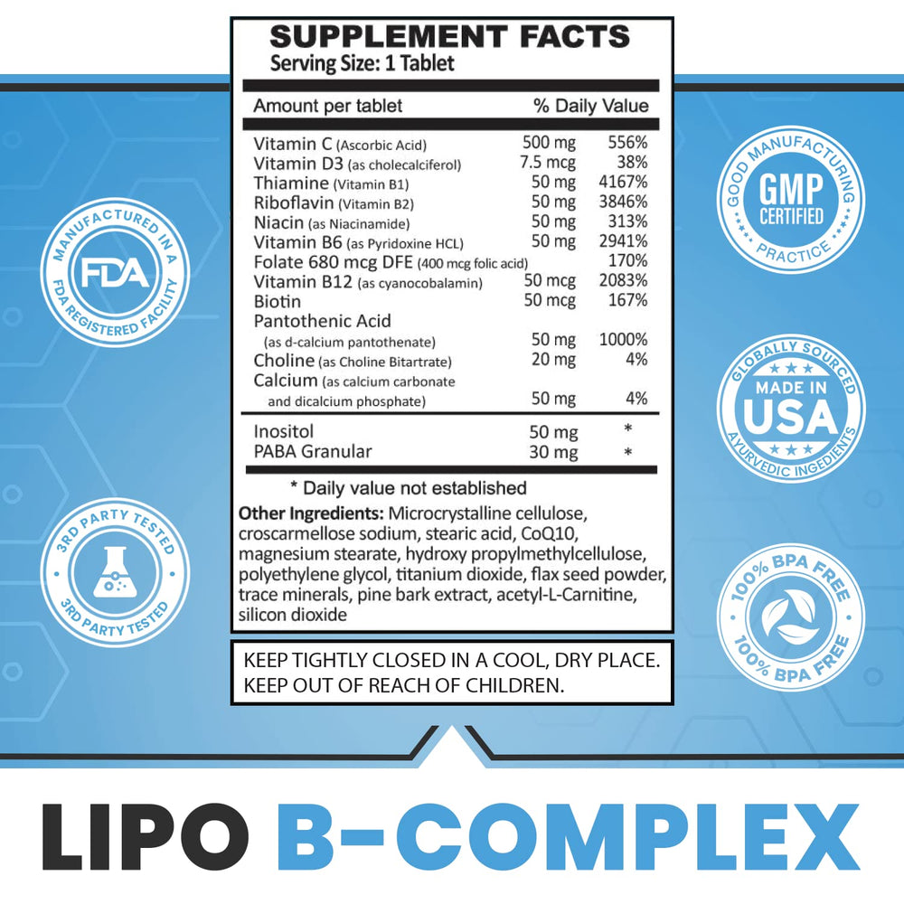 Legere Lipo-BC B-Complex tablets dissolve in water for quick intake.