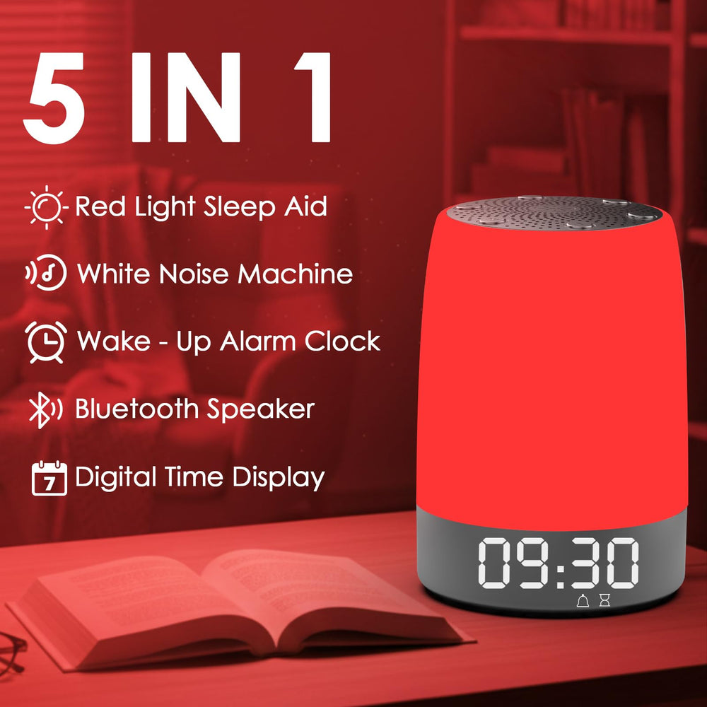 Eseesmart five-wavelength red light panel shows 620–690nm range for easy wind-down.