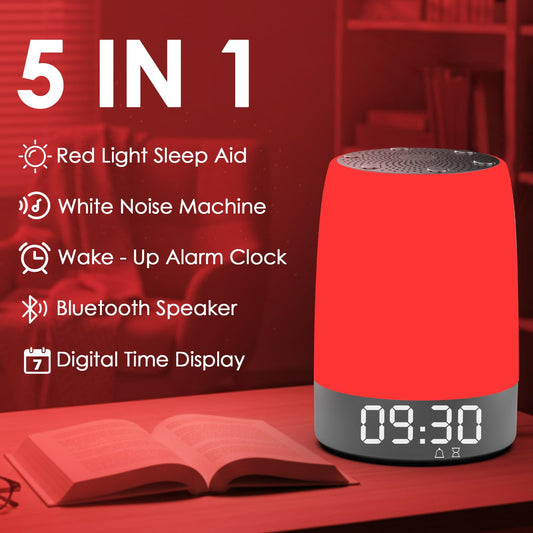 Eseesmart five-wavelength red light panel shows 620–690nm range for easy wind-down.