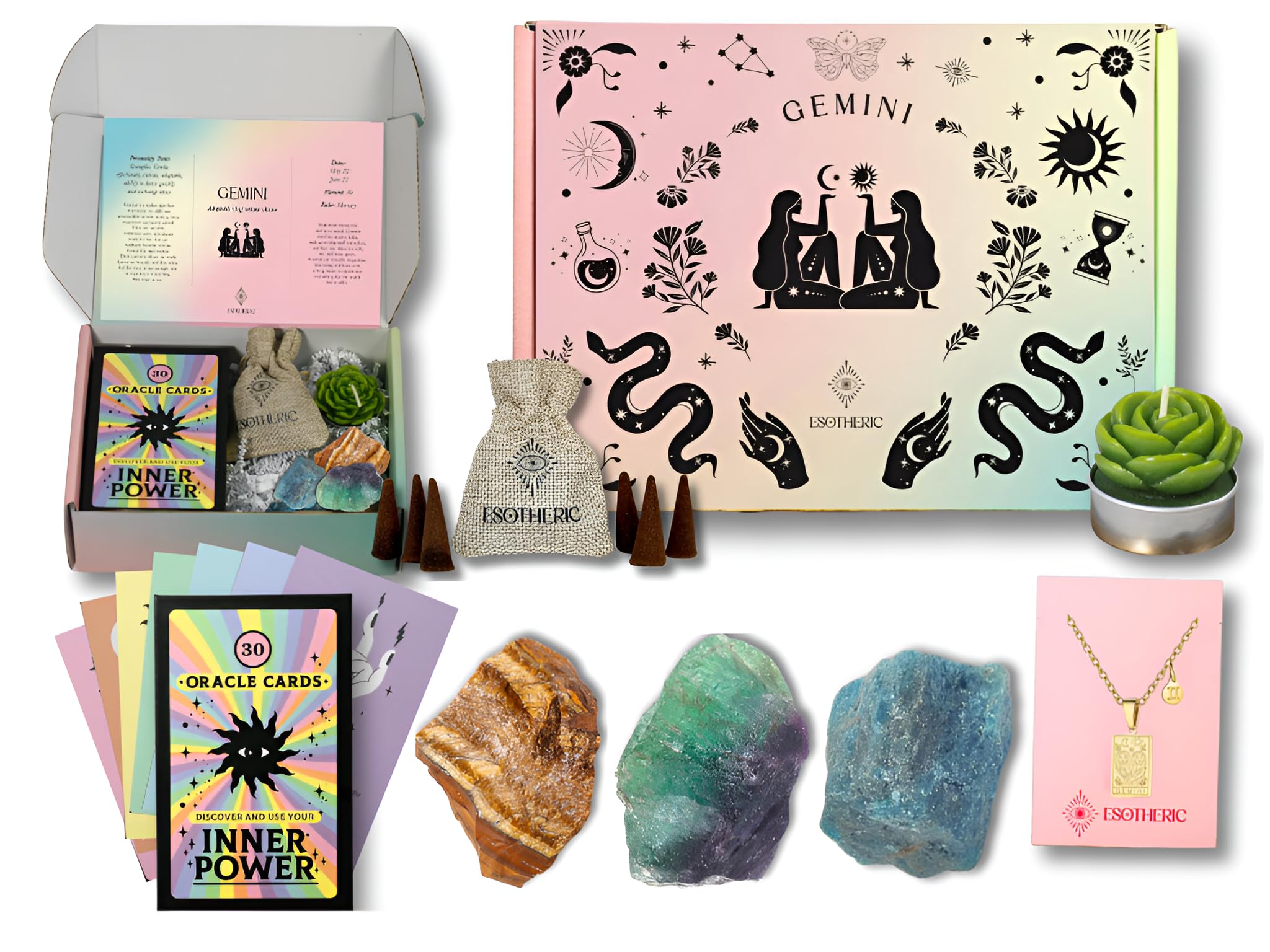 Esotheric Gemini zodiac gift box packaging ideal for gifting and unboxing