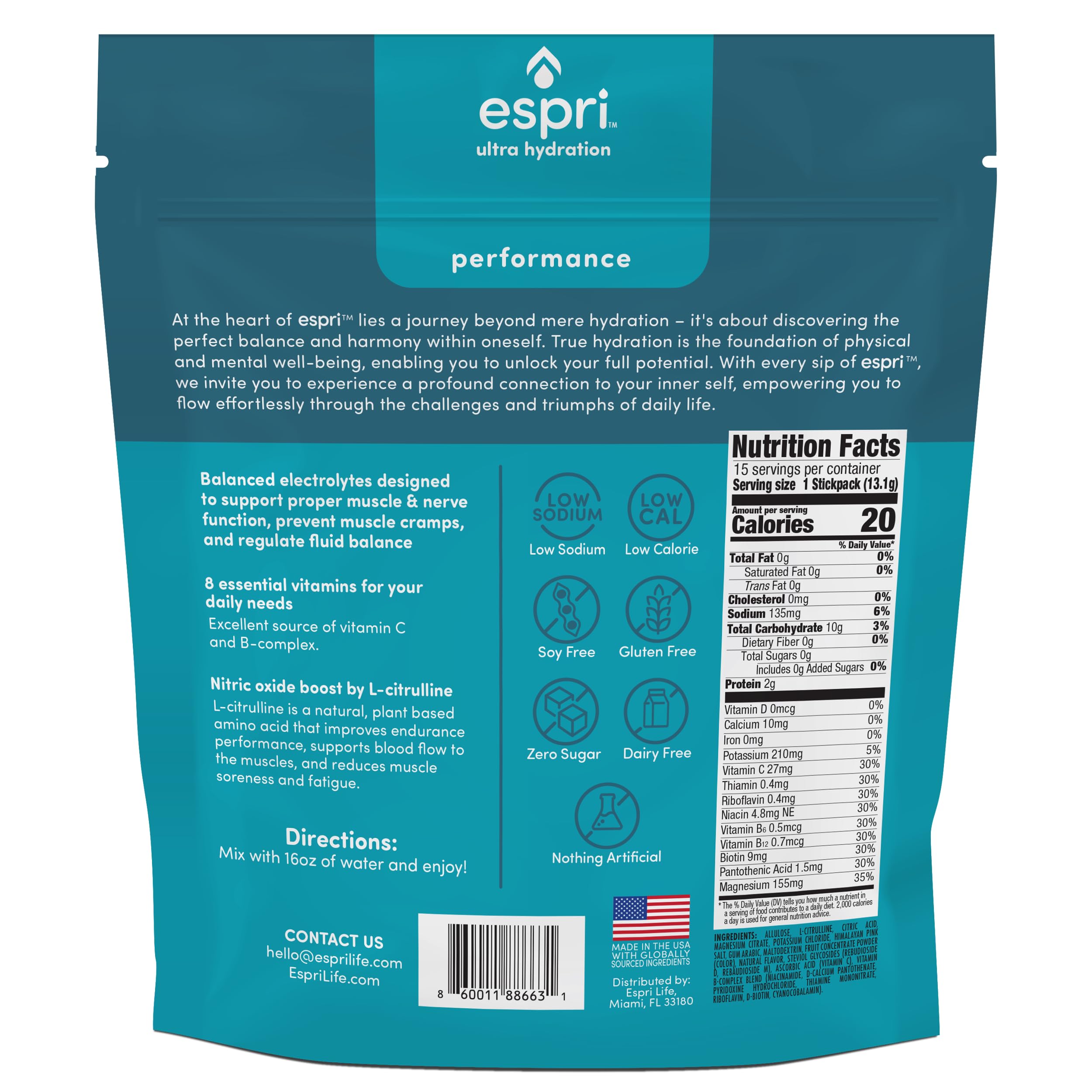 ESPRI watermelon electrolyte pour: ready to mix after workout.
