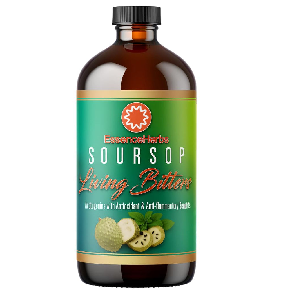 Essence Herbs Soursop Bitters bottle front for daily digestive support.
