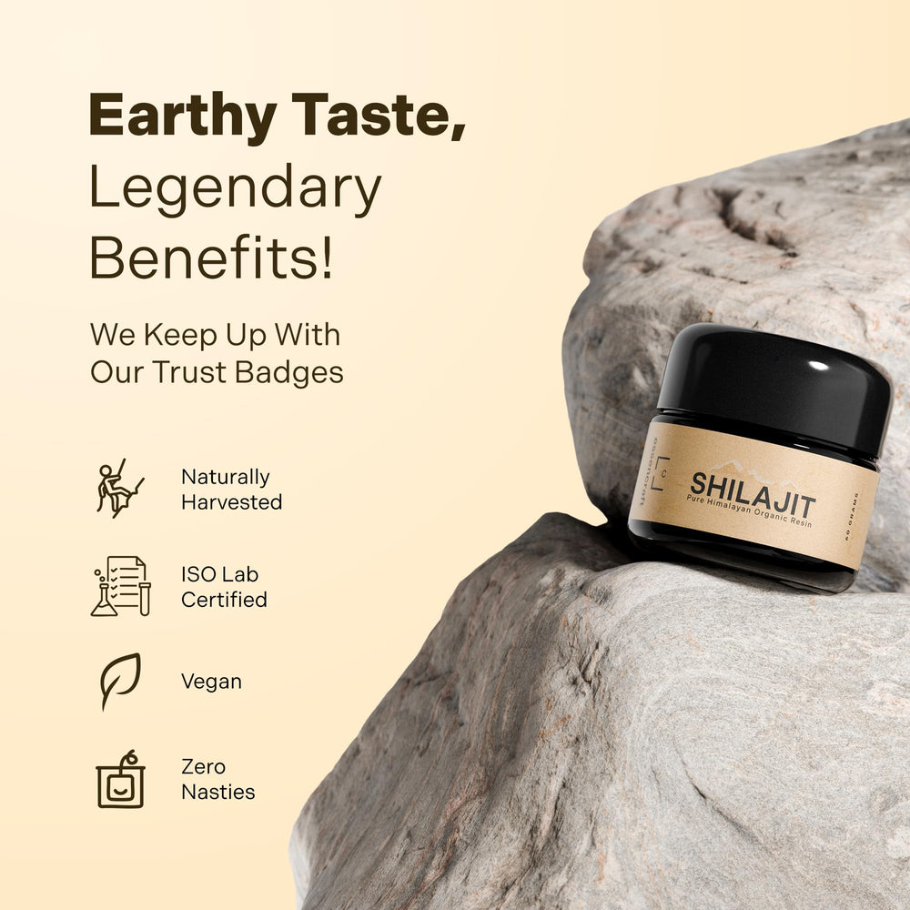 Essencraft Shilajit Resin lab-testing badge communicates quality and safety.