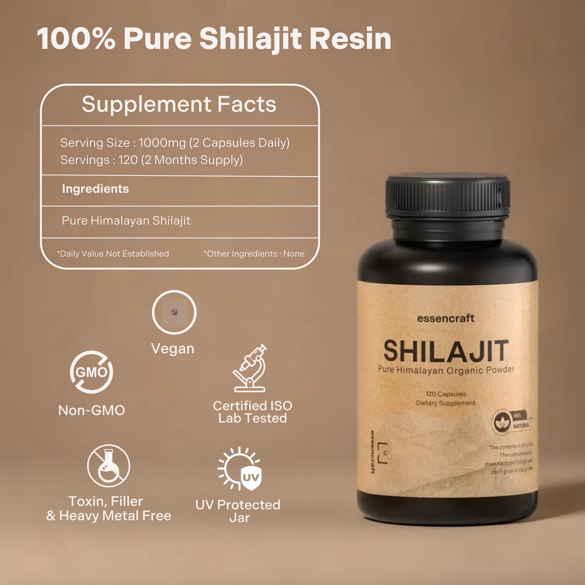 Essencraft Shilajit resin tin packaging communicates freshness seal