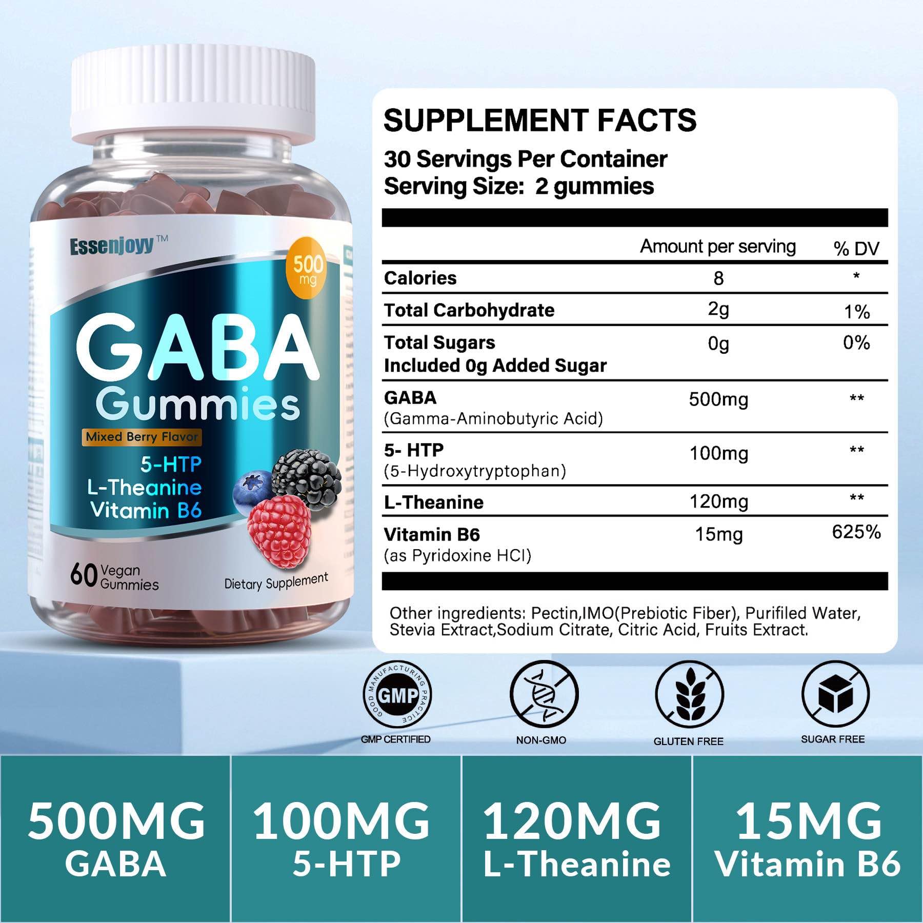 ESSENJOYY gummies berry flavor close-up highlights tasty, relaxing evening treat.