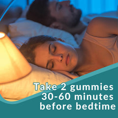 ESSENJOYY gummies texture close-up shows chewy bite for nighttime pause.