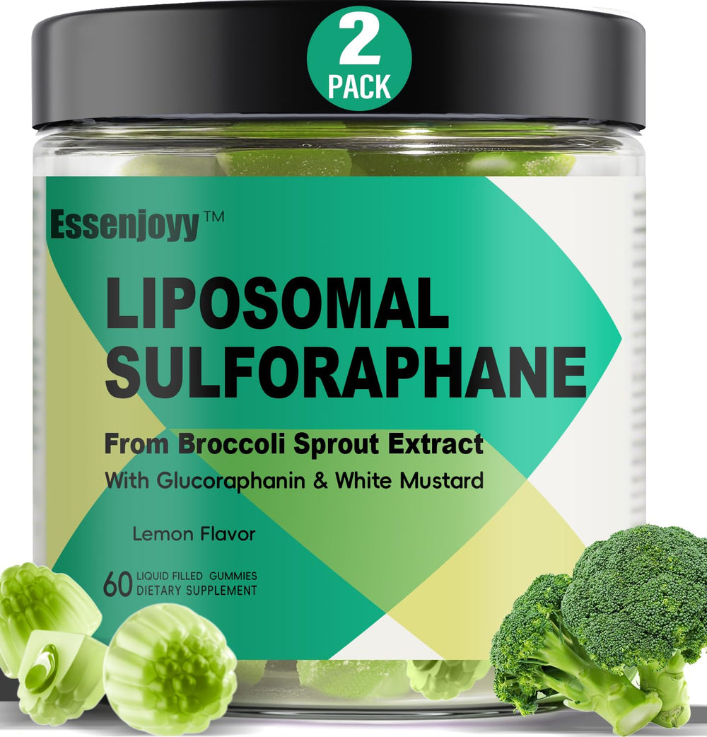 ESSENJOYY Liposomal Sulforaphane gummies packshot for convenient daily supplementation.