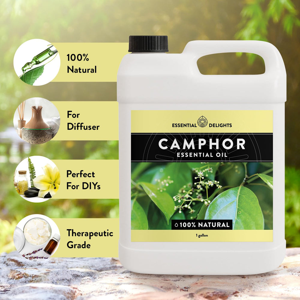 Essential Delights camphor oil in cosmetic formulations for soaps and candles.