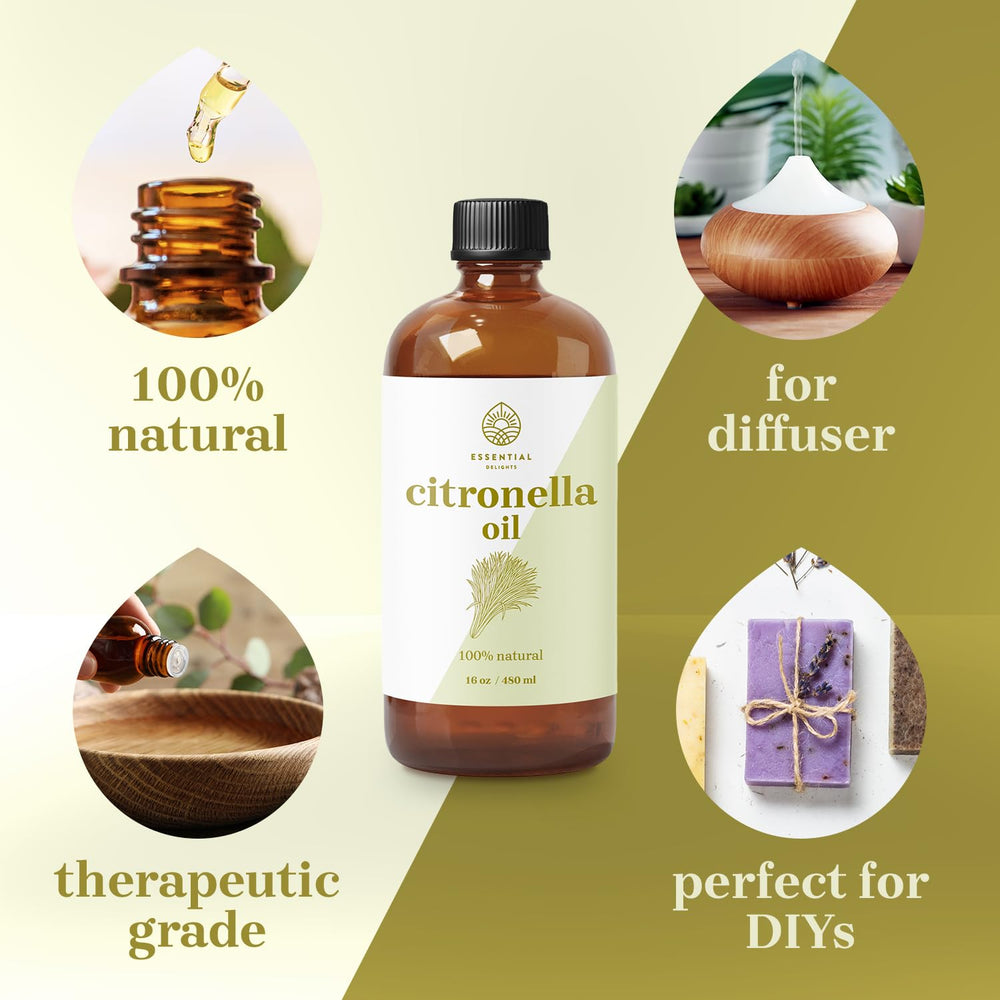 Essential Delights citronella oil candle-making close-up shows purity