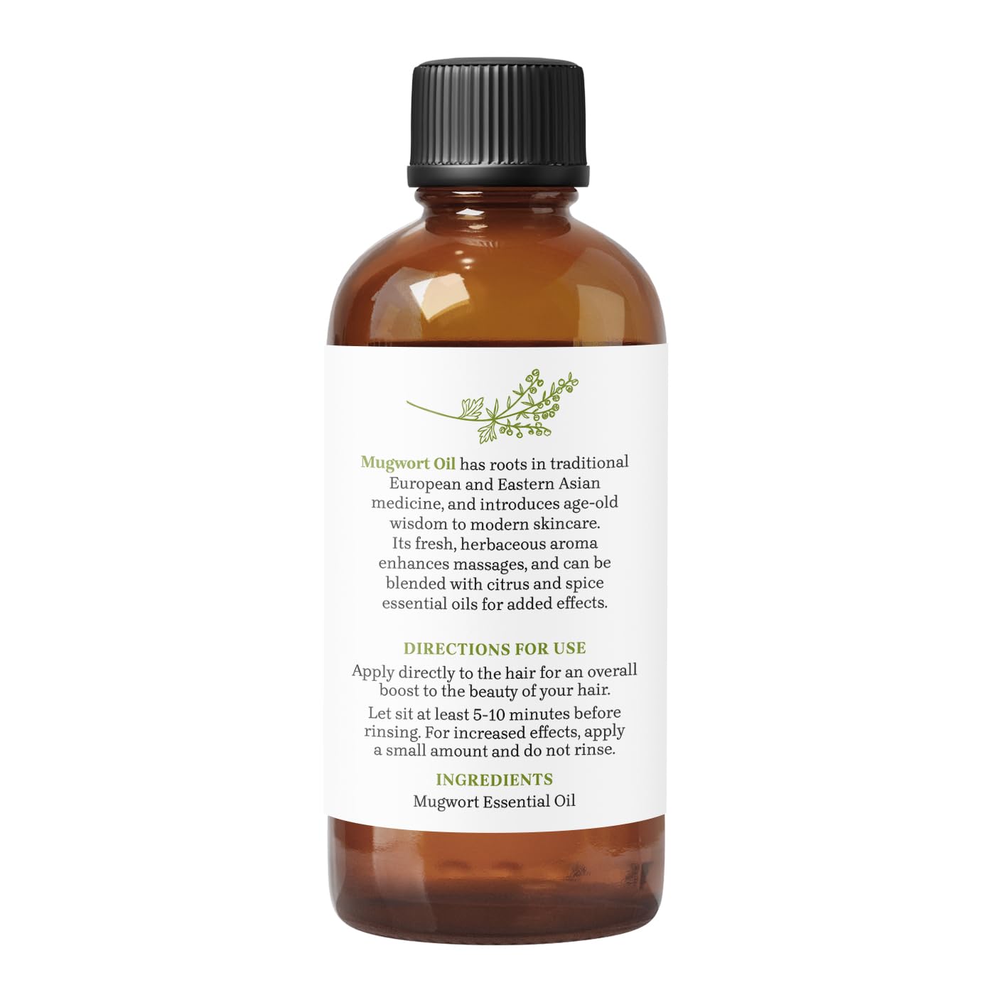 Essential Delights Mugwort Oil drops in glass bottle ready for skin care blends.