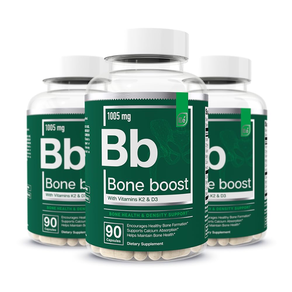 Essential Elements Bone Boost bottle label highlights the bone support formula for daily use.