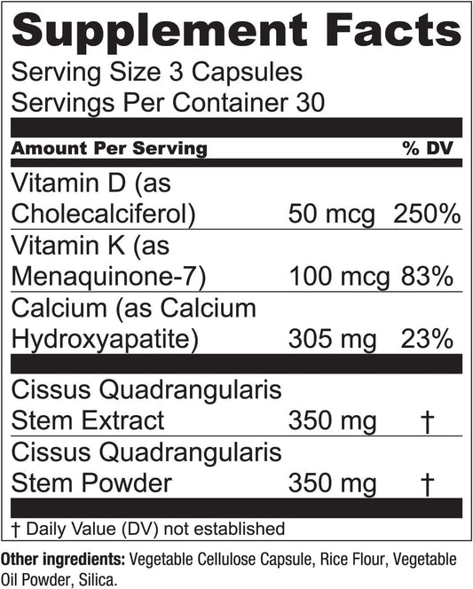 Close-up of Bone Boost capsules highlighting natural mineral calcium