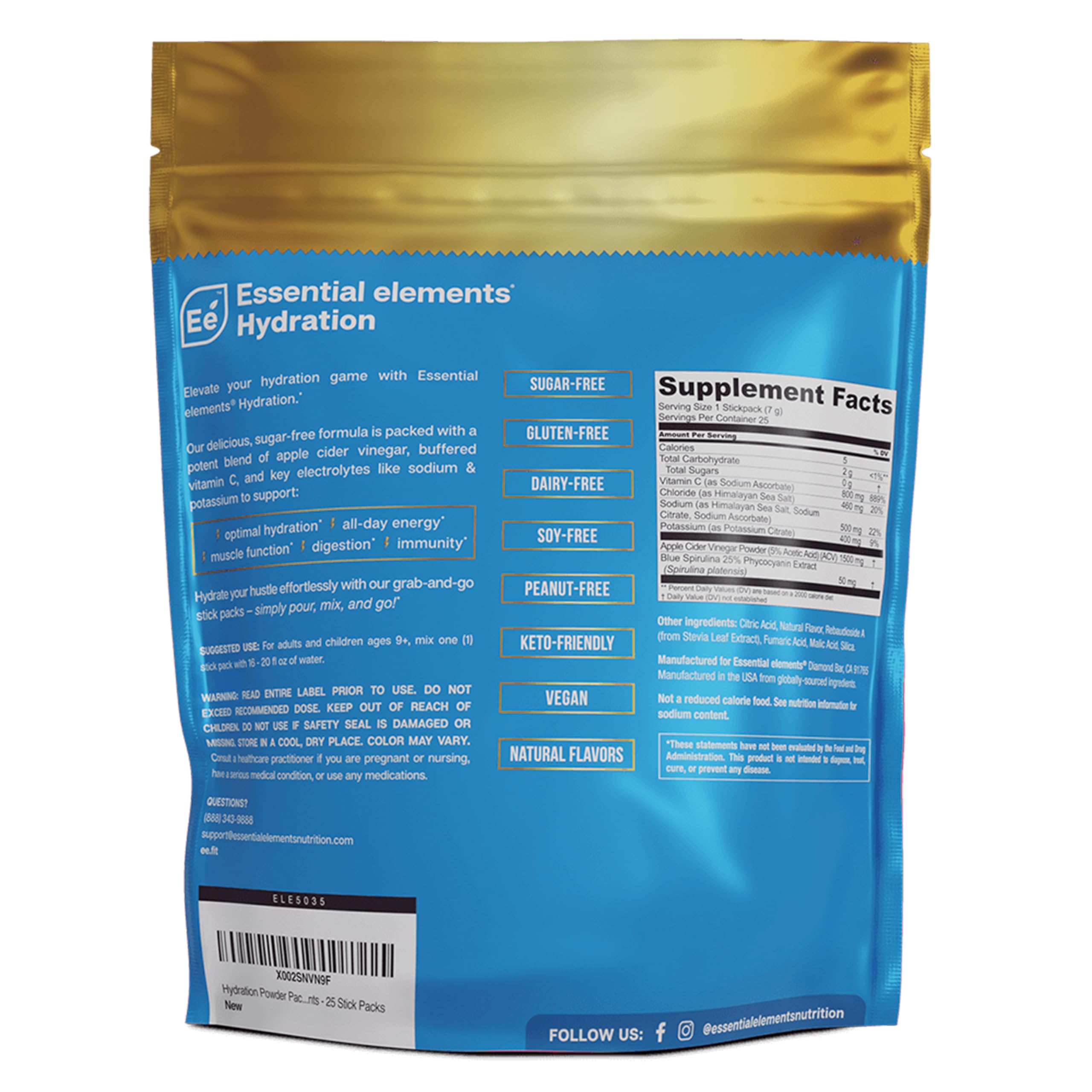 Essential Elements Hydration Packets flavor variety for varied daily refreshment.