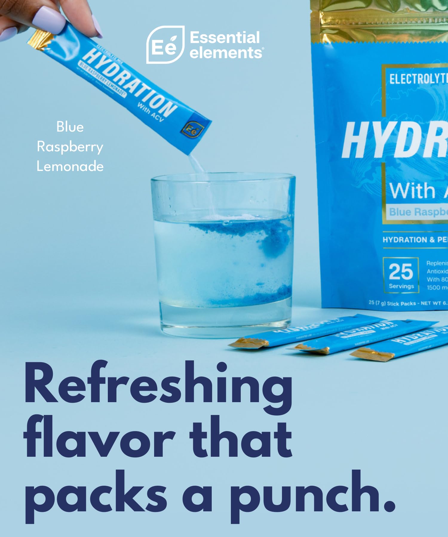 Essential Elements Hydration Stick Packs on the go for runners and cyclists.