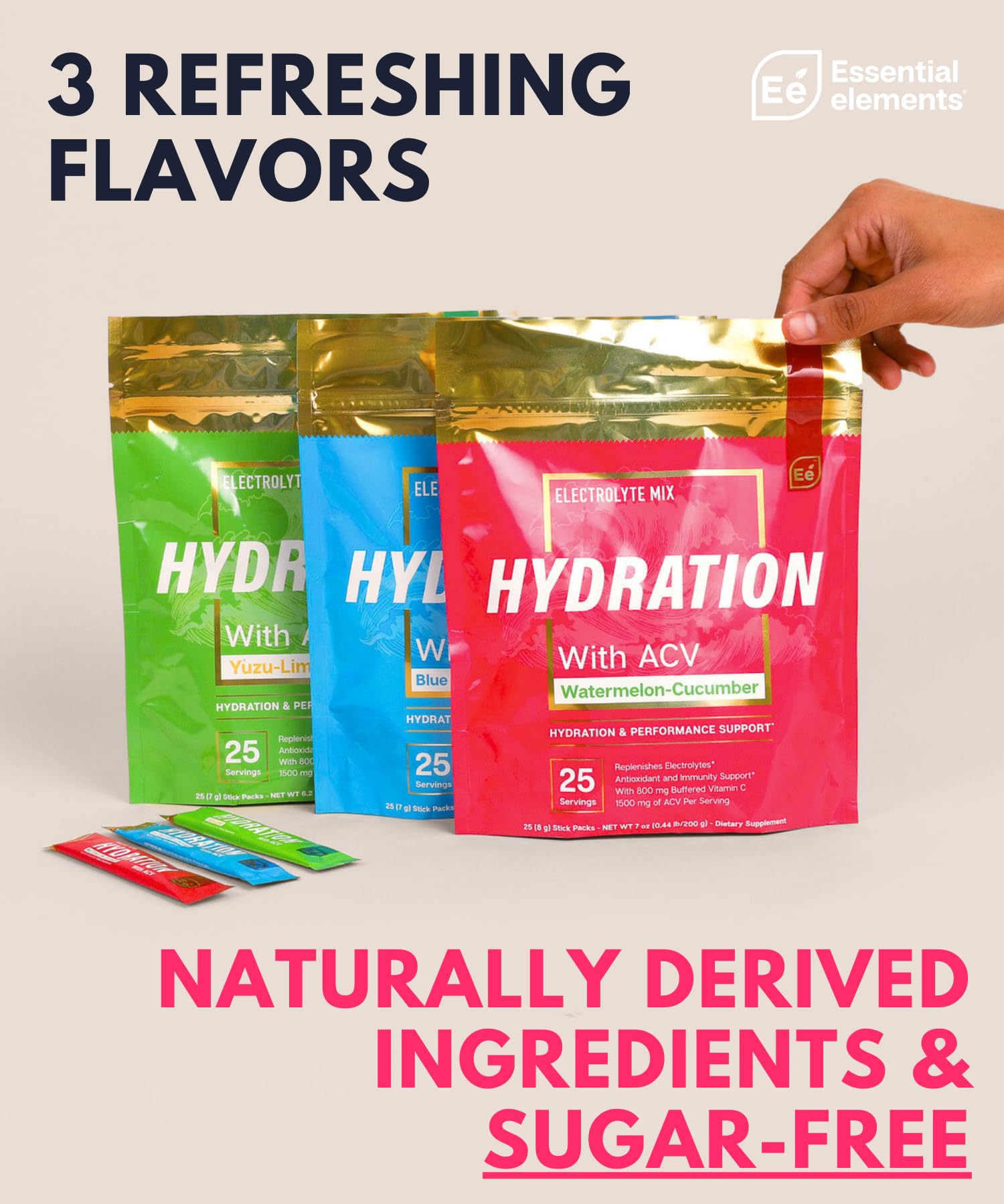 Essential Elements Hydration Packets Vitamin C boost supports portable refreshment