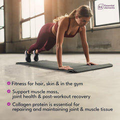 Joint-support visual featuring Essential Elements collagen powder for mobility routine.