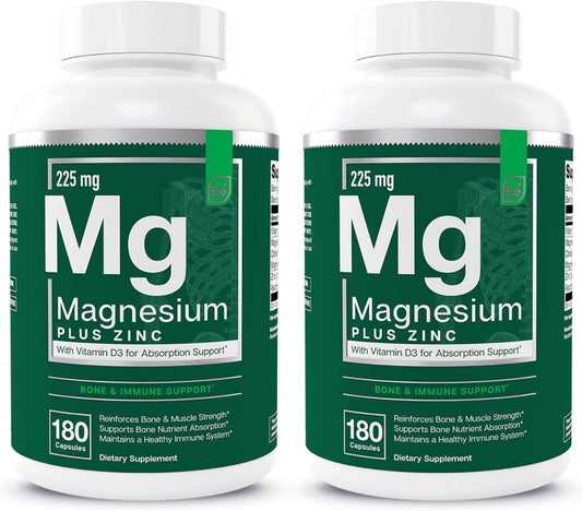 Essential Elements Magnesium Plus Zinc with Vitamin D3 bottle front supports daily muscle and bone health