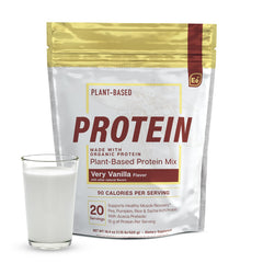 Essential Elements Pea Protein Powder tub in vanilla, ready for a protein-packed shake.