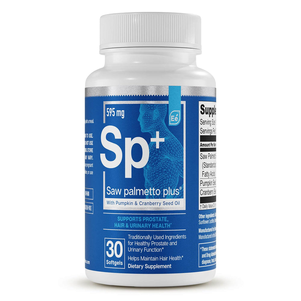 Essential Elements Saw Palmetto Plus bottle front for daily bladder support.