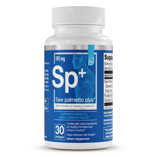 Capsules close-up of Essential Elements Saw Palmetto Plus for daily urinary function