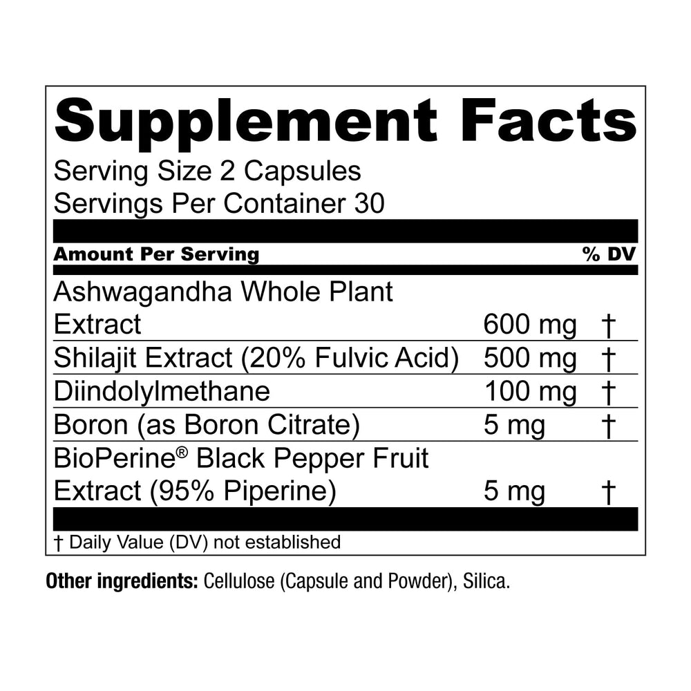 Essential Elements T-Hero ashwagandha capsules image suggests stress resilience.