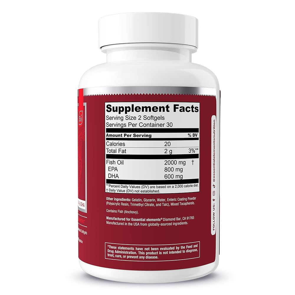 Essential Elements two-pack Omega-3 bottles for convenient daily routine.