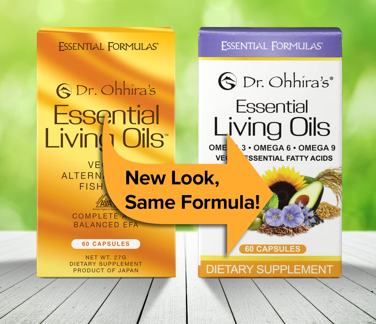 Essential Formulas bottle and capsules pictured for easy daily plant-based supplementation.