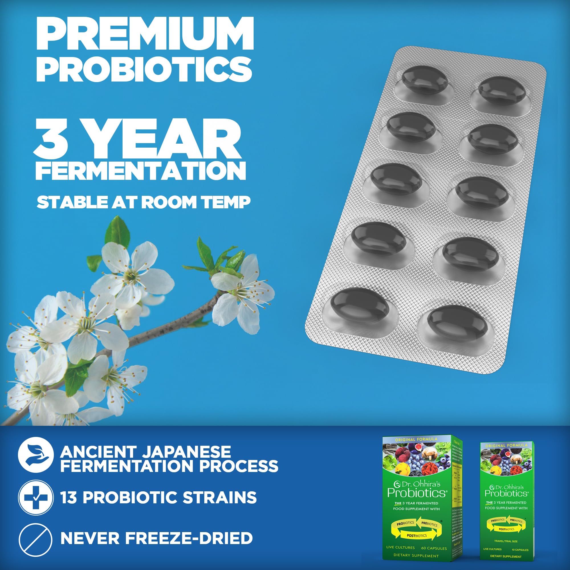 Essential Formulas Dr. Ohhira's Original capsules closeup shows vegetarian soft gels for easy swallowing.