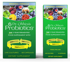 Essential Formulas Dr. Ohhira's Original nutrition facts highlight 13 strains and prebiotic fibers.