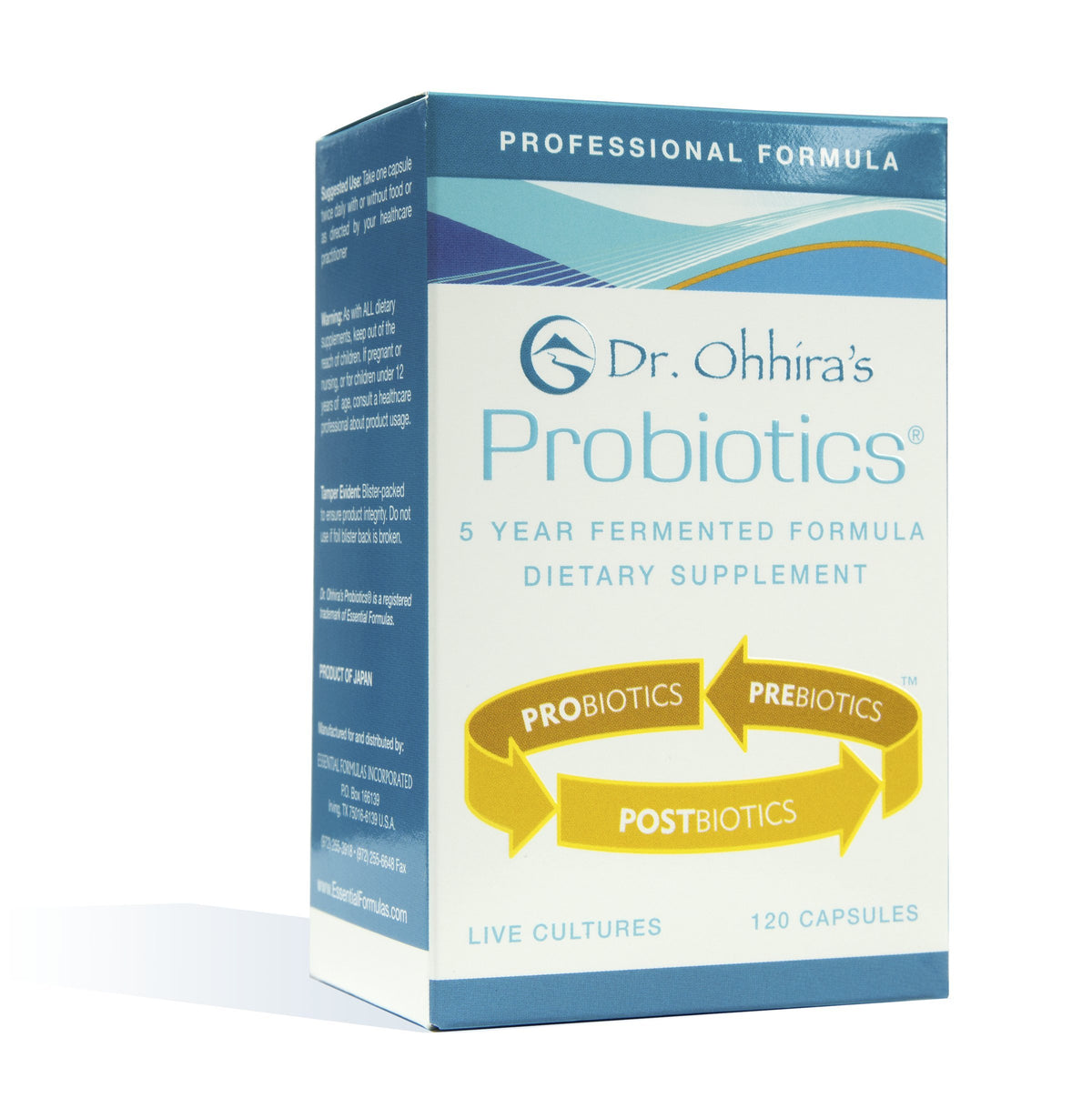 Essential Formulas Dr. Ohhira's Probiotics bottle front promoting daily balance
