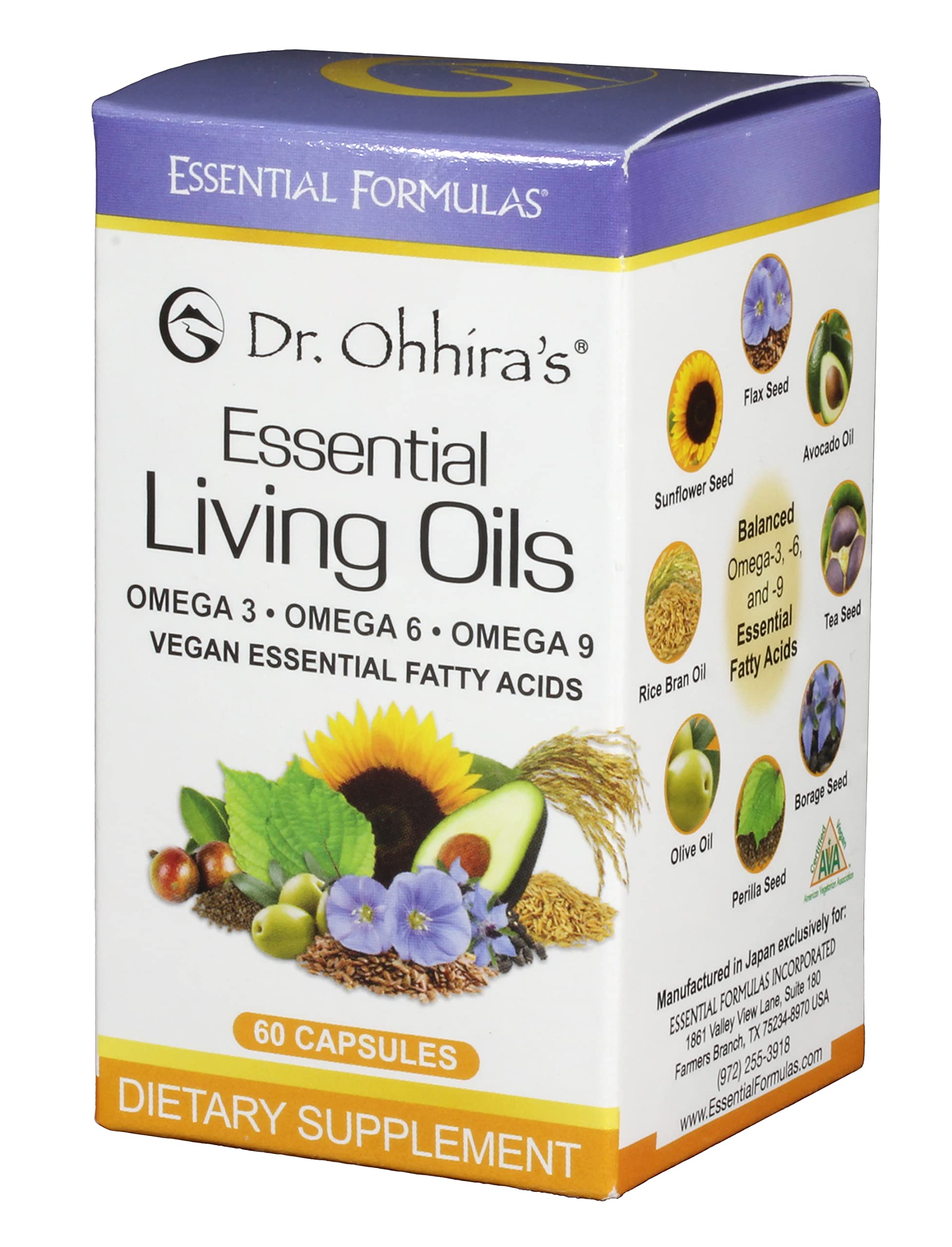 Essential Formulas Dr. Ohhira's vegan omega-3 bottle for plant-based fatty acids and daily wellness.