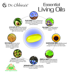 Dr. Ohhira's Essential Living Oils blend image showing eight plant oils for pure EFAs.