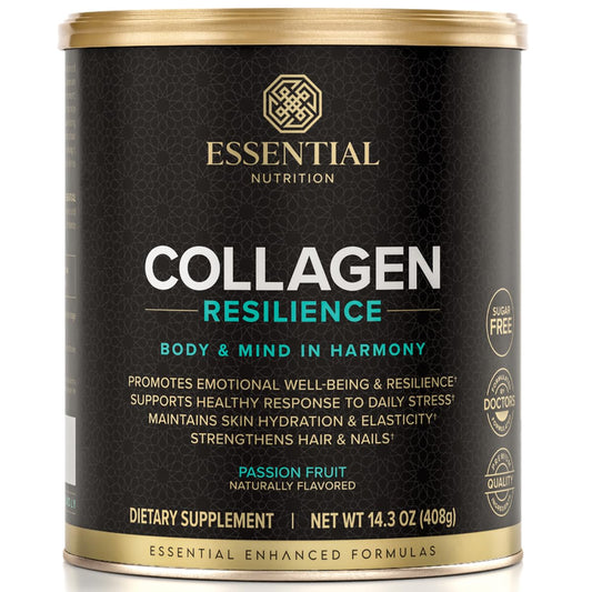Essential Nutrition Collagen Resilience bottle front promoting daily wellness.