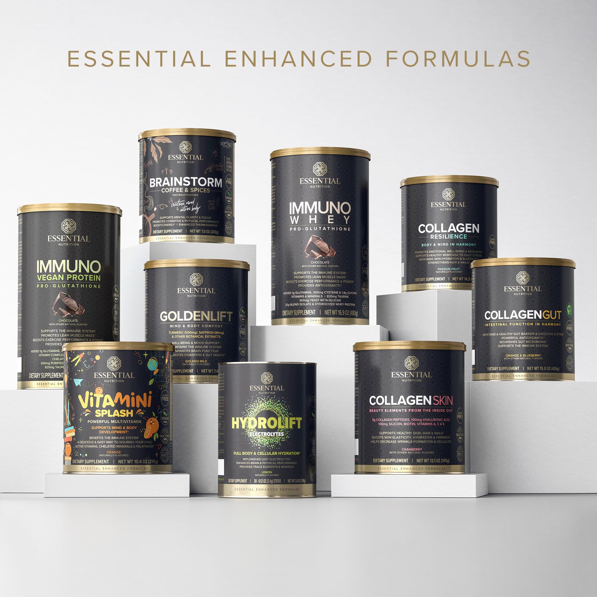 Essential Nutrition Collagen Resilience on kitchen counter for keto-friendly routines.