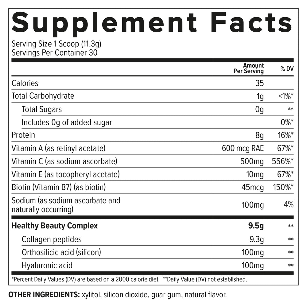 Essential Nutrition Collagen Skin daily scoop demonstrates convenient serving for routine use.