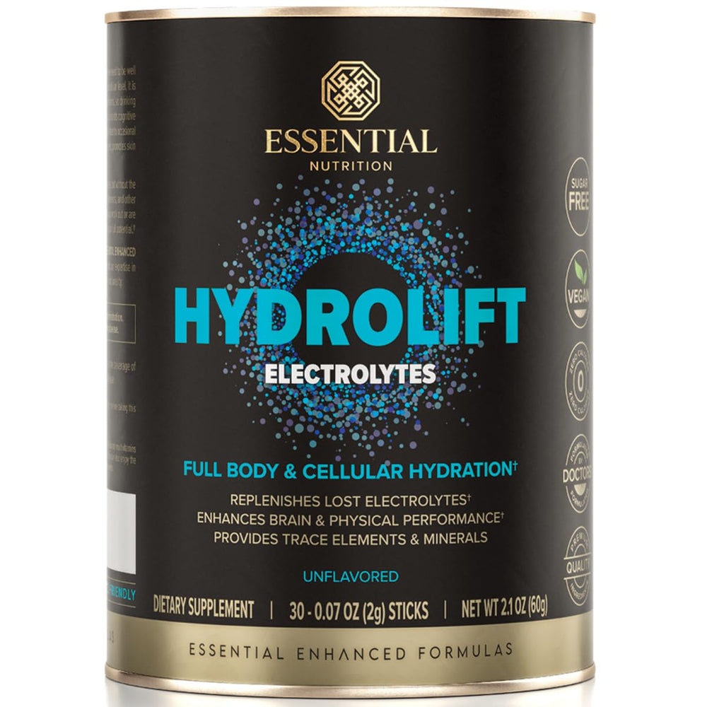 Essential Nutrition Hydrolift bottle pour demonstrates quick, refreshing hydration.