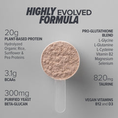 Immuno Vegan tub back label highlighting GMP quality and NSF audit