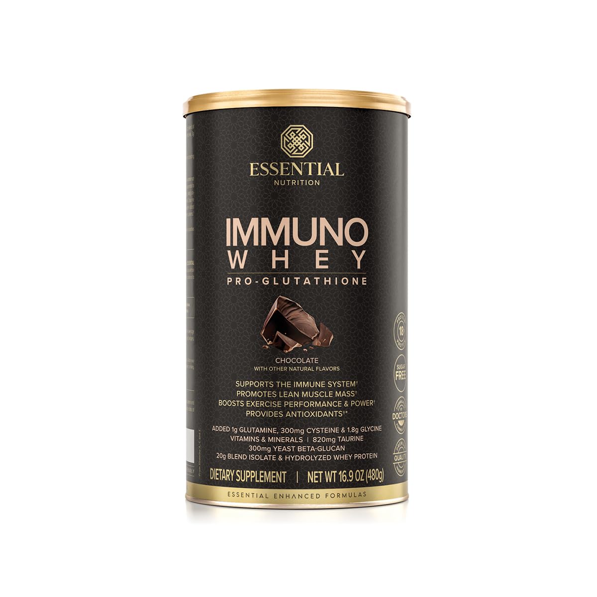 Essential Nutrition Immuno Whey bottle featured for convenient immune-support protein on the go