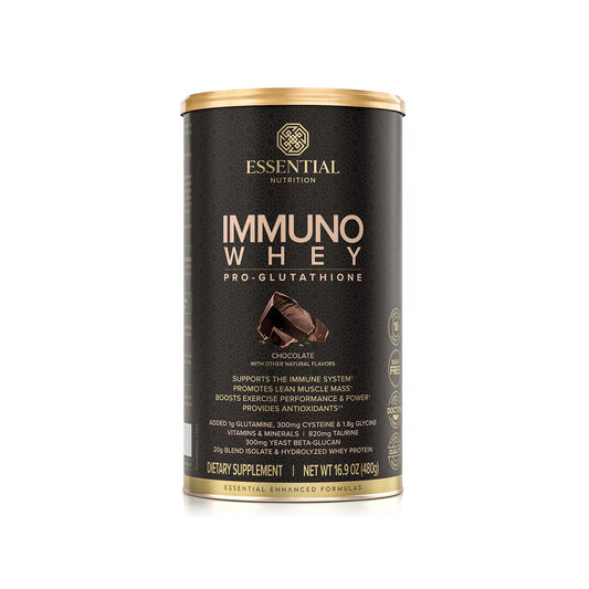 Essential Nutrition Immuno Whey bottle featured for convenient immune-support protein on the go