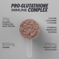 Scoop close-up highlighting added amino acids and beta-glucan