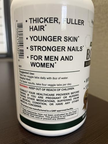 Bonita V bottle label emphasizing vegan formula and biotin content.
