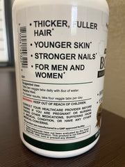 Bonita V bottle label emphasizing vegan formula and biotin content.