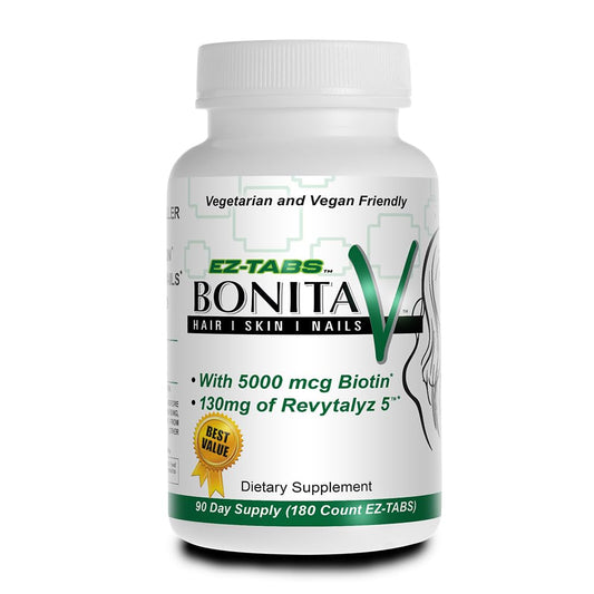 Essential Source Bonita V bottle pour for easy daily use with hair, skin, and nails.