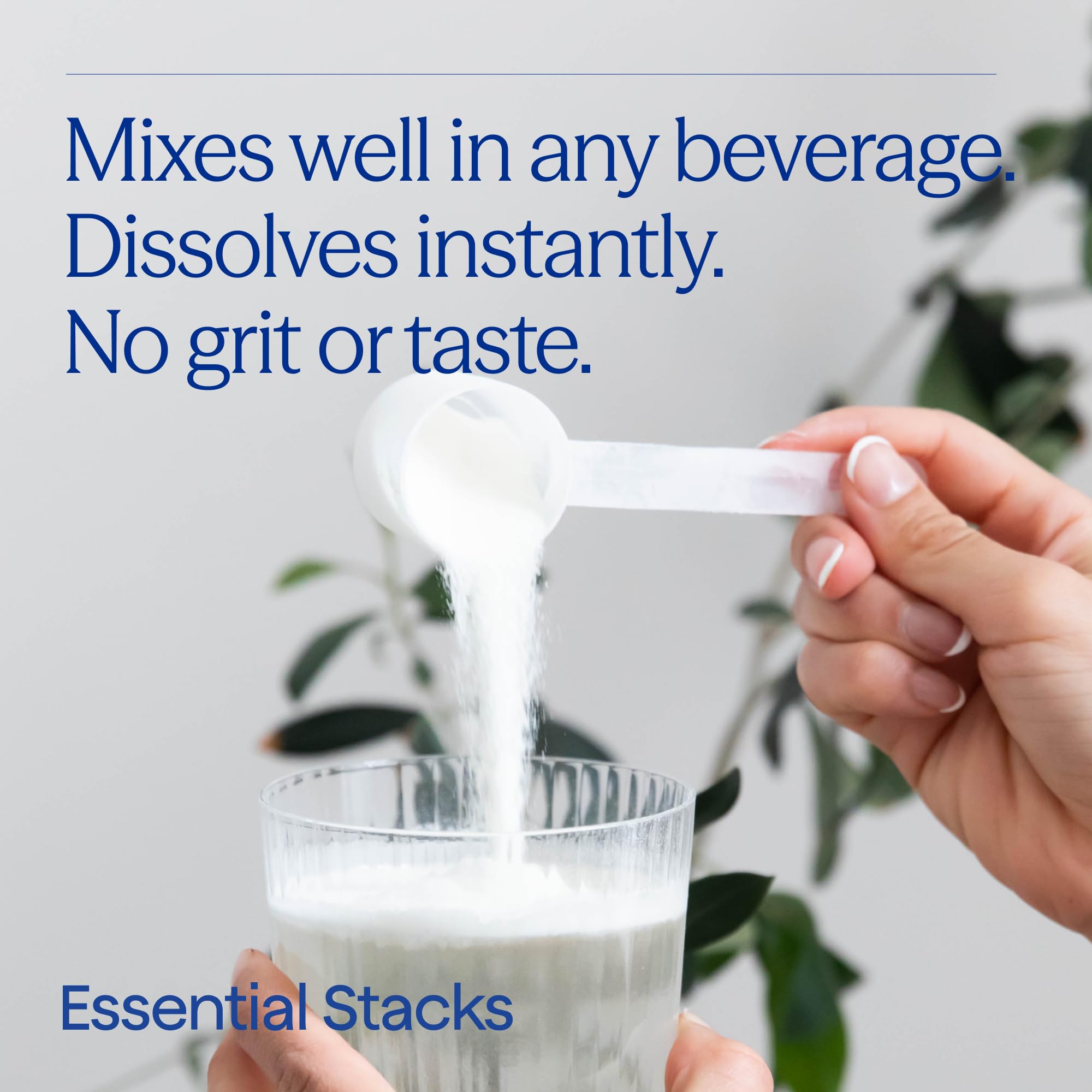 Close-up of Essential Stacks Gut L-Glutamine label on USA-made packaging