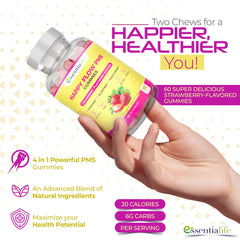 Essentialife Happy Flow vegan and gluten-free label for plant-based lifestyles.
