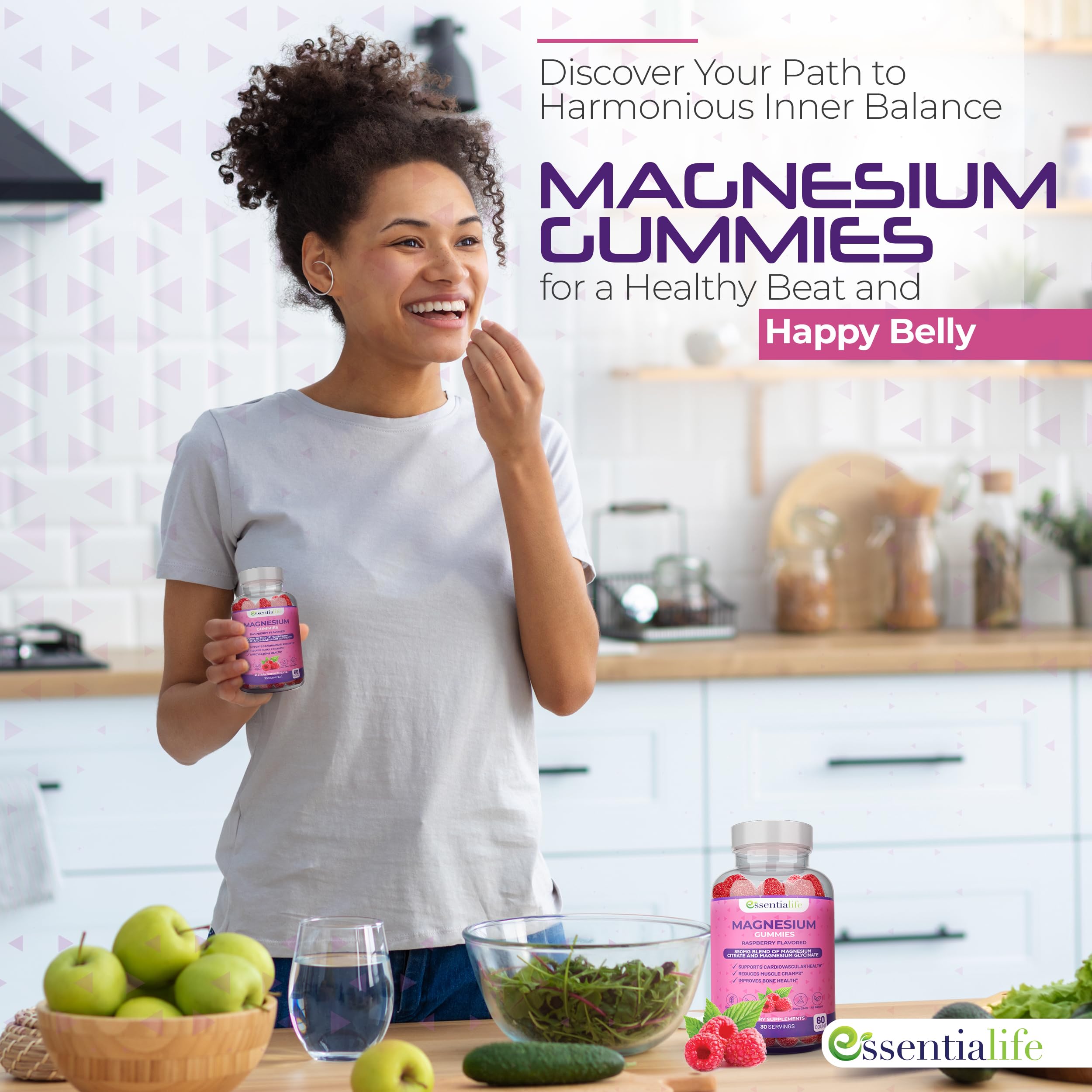 Essentialife Magnesium Gummies relaxation-scene conveys calm before sleep.
